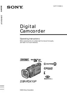 Sony DSR PDX10 manual. Camera Instructions.